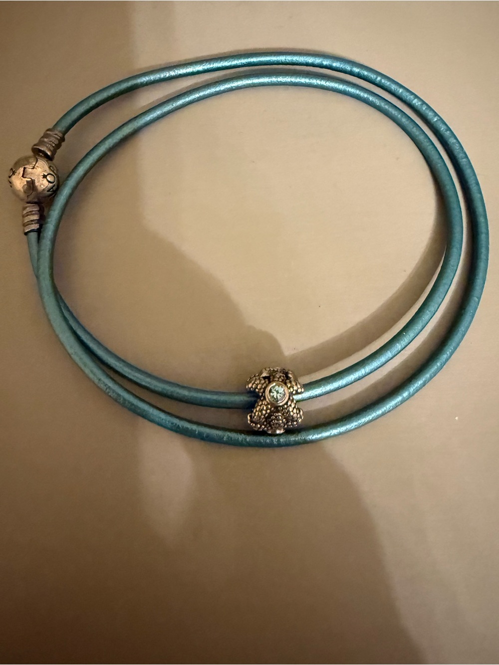PANDORA Sea Star Sparkling Starfish 791163SST Teal Leather Wrap Bracelet NWOT